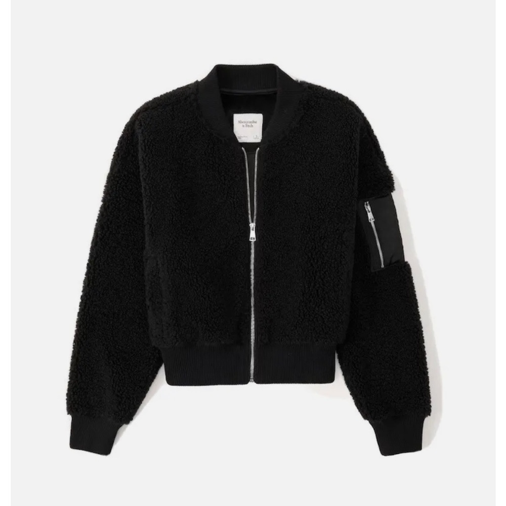 Abercrombie and fitch Sherpa bomber jacket black medium